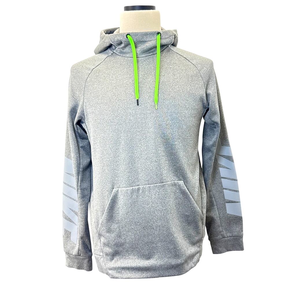Nike Therma-FIT Hoodie Men's Small Gray Pullover Sweatshirt Swoosh Athletic